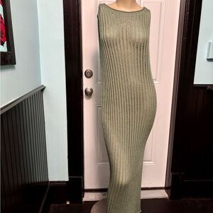 ASOS DESIGN knitted relaxed knit midi dress in light green